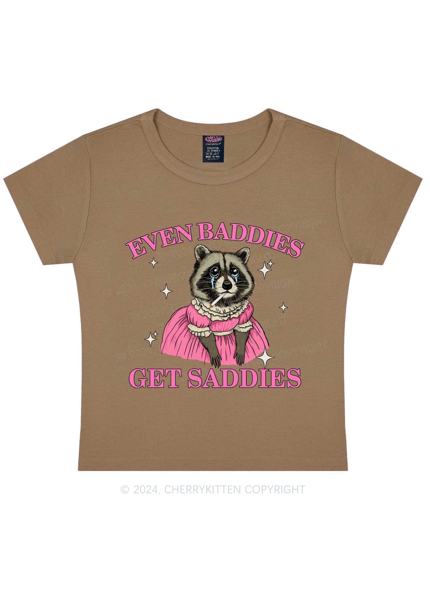 Raccoon Get Saddies Y2K Baby Tee Cherrykitten