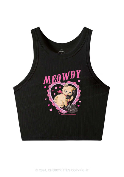 Meowdy Cat Y2K Valentine's Day Crop Tank Top Cherrykitten