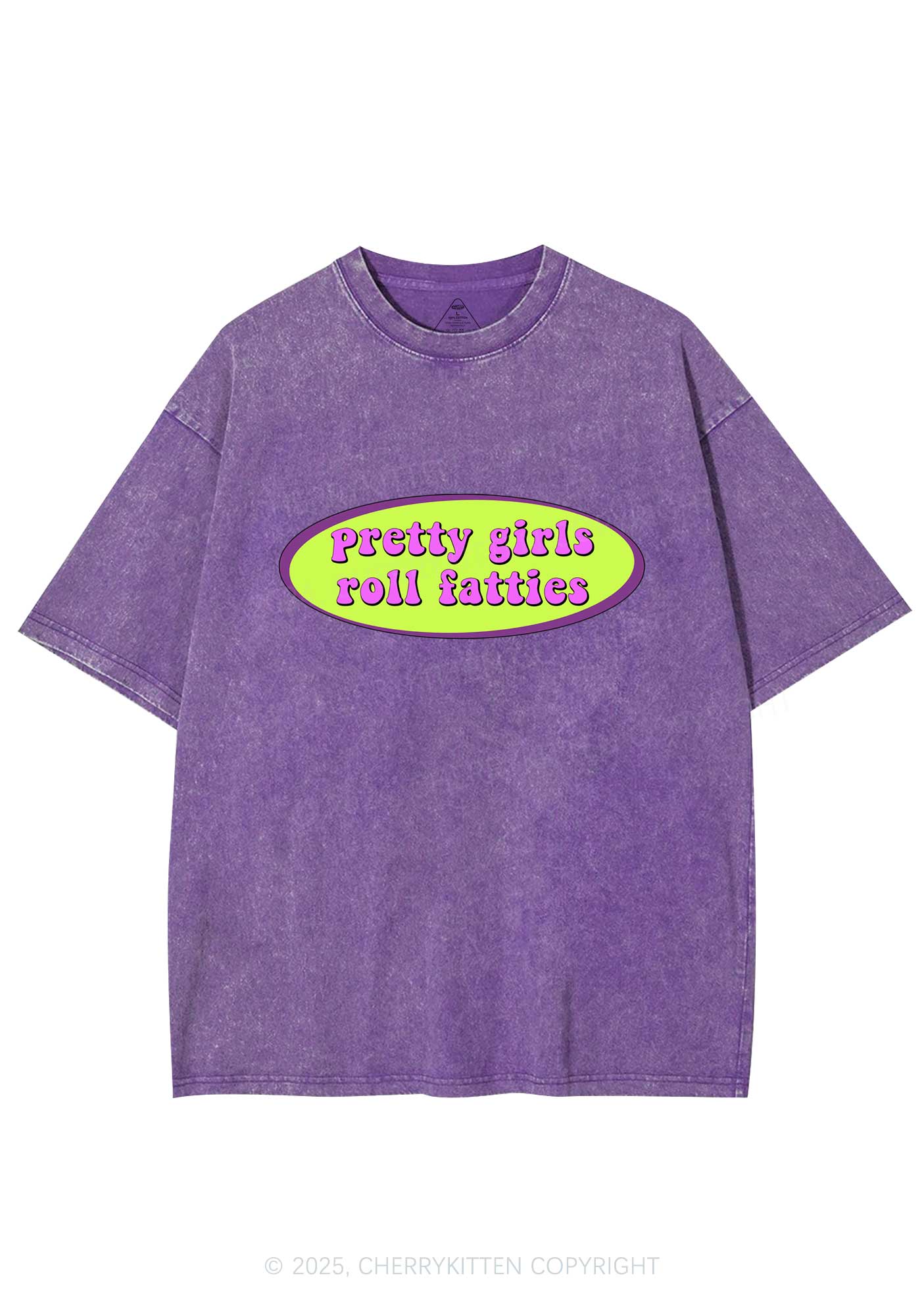 Pretty Girls Roll Fatties Y2K Shirts Washed Tee Cherrykitten