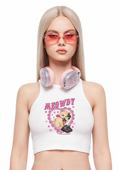 Meowdy Cat Y2K Valentine's Day Crop Tank Top Cherrykitten