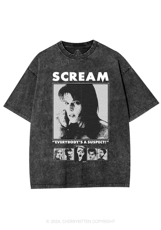 Halloween Everybody's A Suspect Y2K Washed Tee Cherrykitten