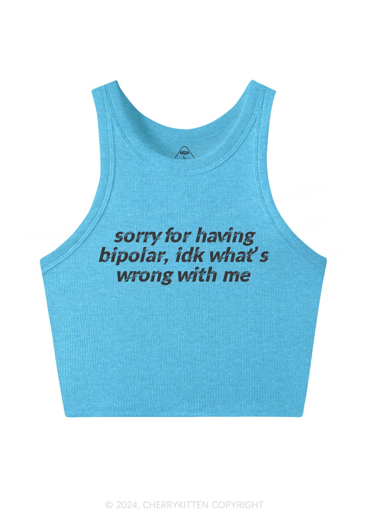 Sorry For Having Bipolar Y2K Crop Tank Top Cherrykitten