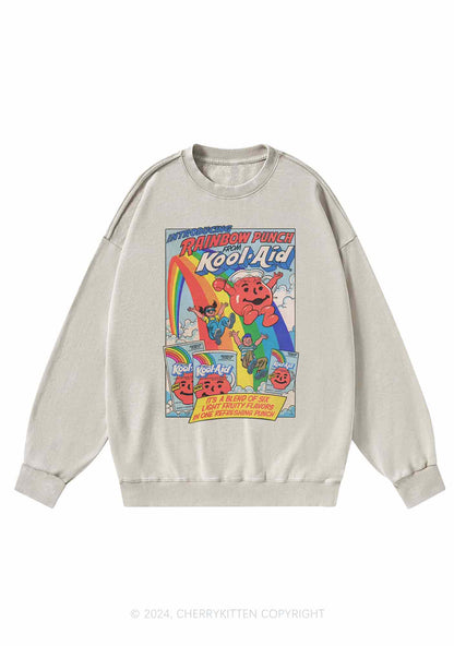 Rainbow Punch Y2K Washed Sweatshirts Cherrykitten