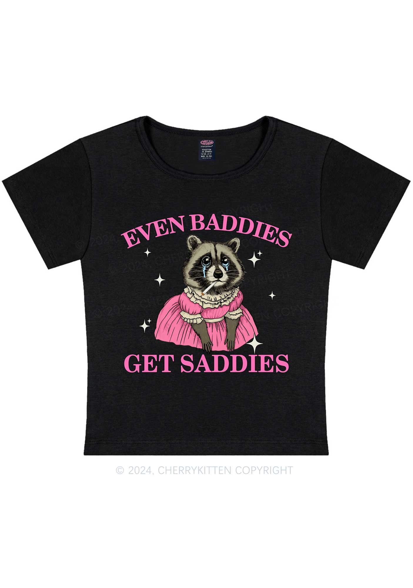 Raccoon Get Saddies Y2K Baby Tee Cherrykitten