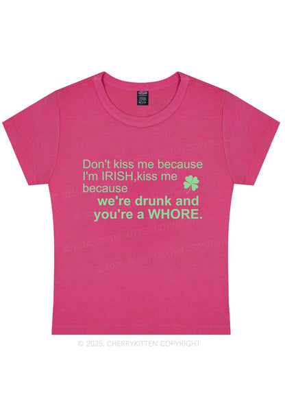 Drunk And Hore St Patricks Y2K Baby Tee Cherrykitten