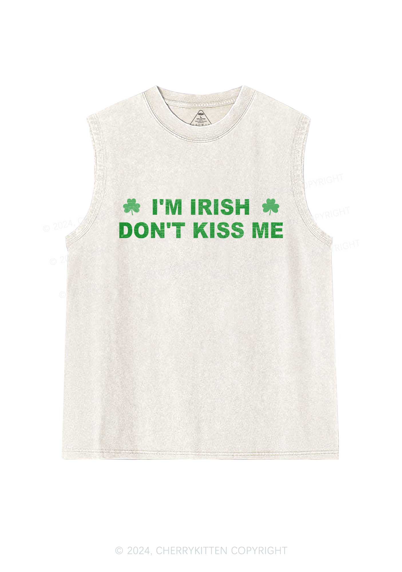 Dont Kiss Irish St Patricks Y2K Washed Tank Cherrykitten