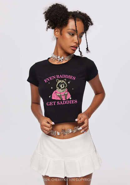 Raccoon Get Saddies Y2K Baby Tee Cherrykitten