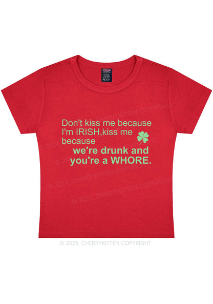 Drunk And Hore St Patricks Y2K Baby Tee Cherrykitten