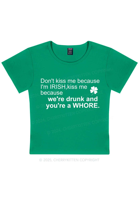 Drunk And Hore St Patricks Y2K Baby Tee Cherrykitten