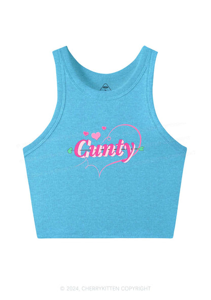 Cunty Pink Heart Y2K Valentine's Day Crop Tank Top Cherrykitten