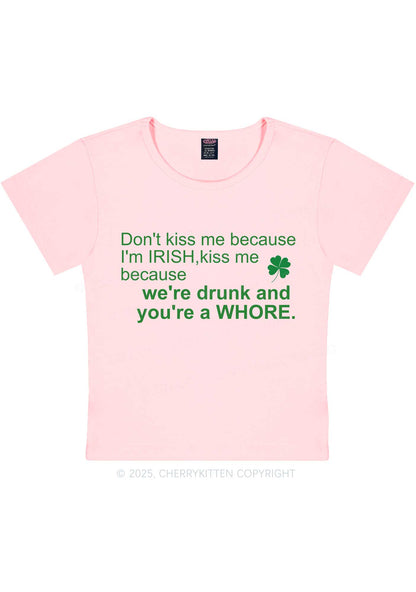 Drunk And Hore St Patricks Y2K Baby Tee Cherrykitten