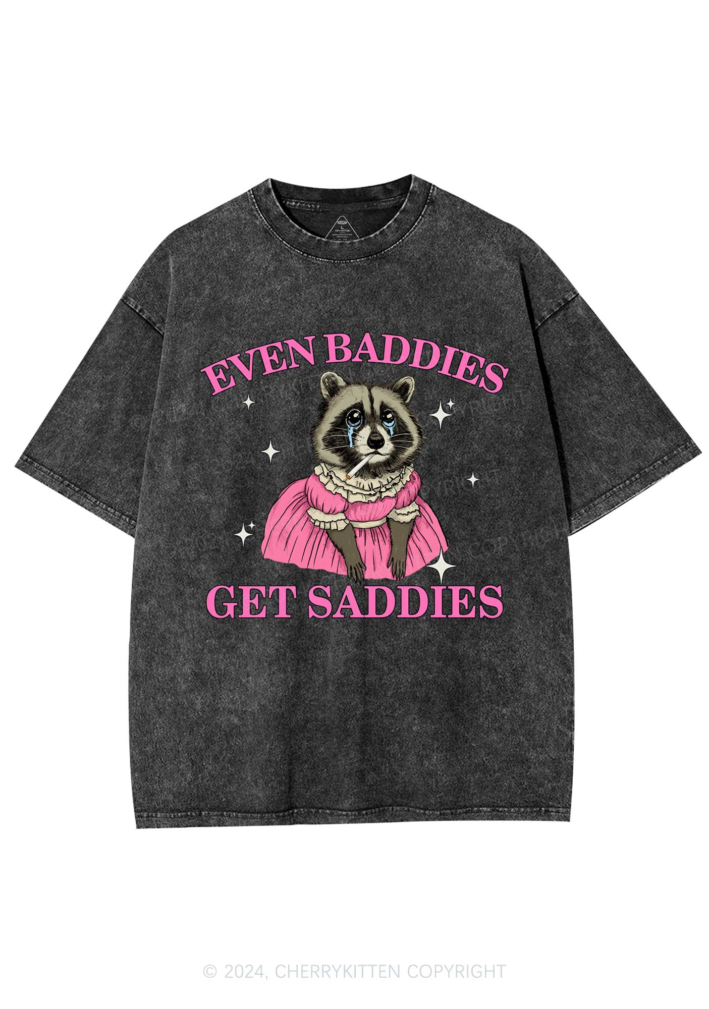 Raccoon Get Saddies Y2K Washed Tee Cherrykitten