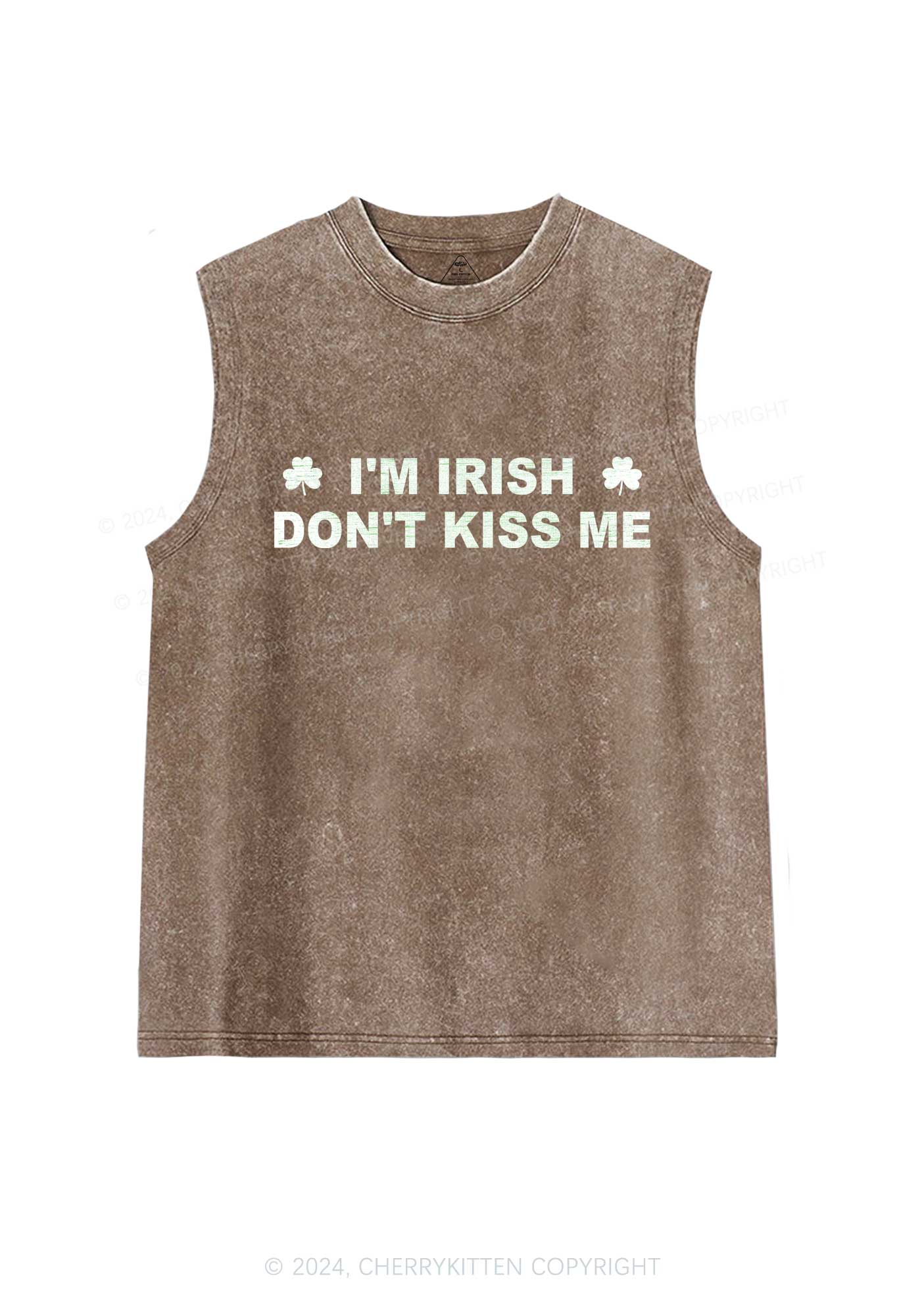 Dont Kiss Irish St Patricks Y2K Washed Tank Cherrykitten