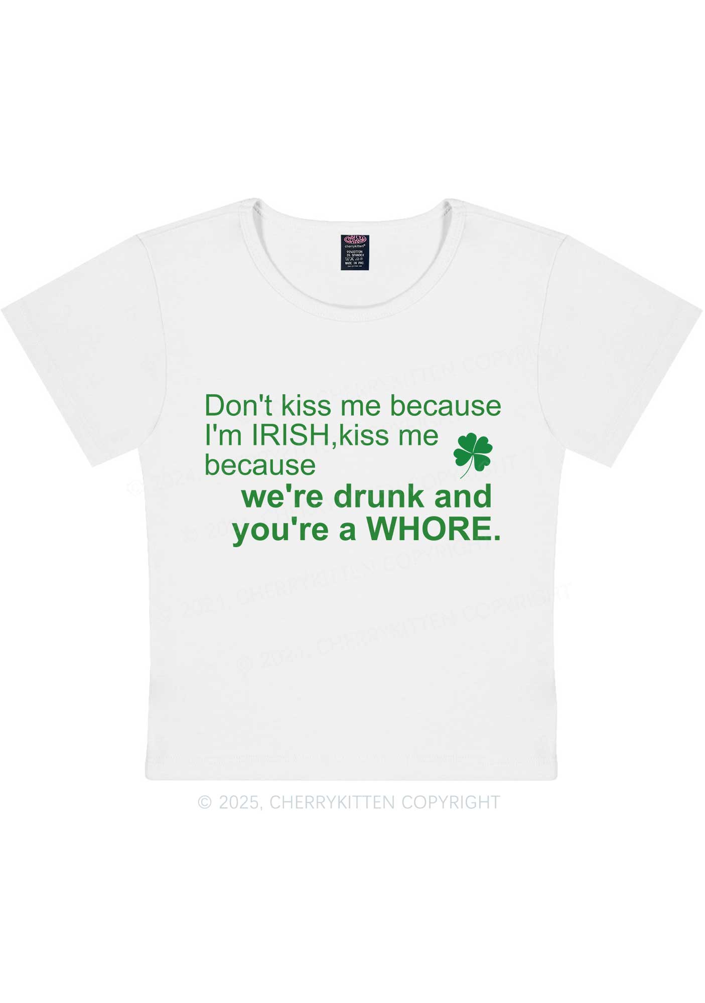 Drunk And Hore St Patricks Y2K Baby Tee Cherrykitten