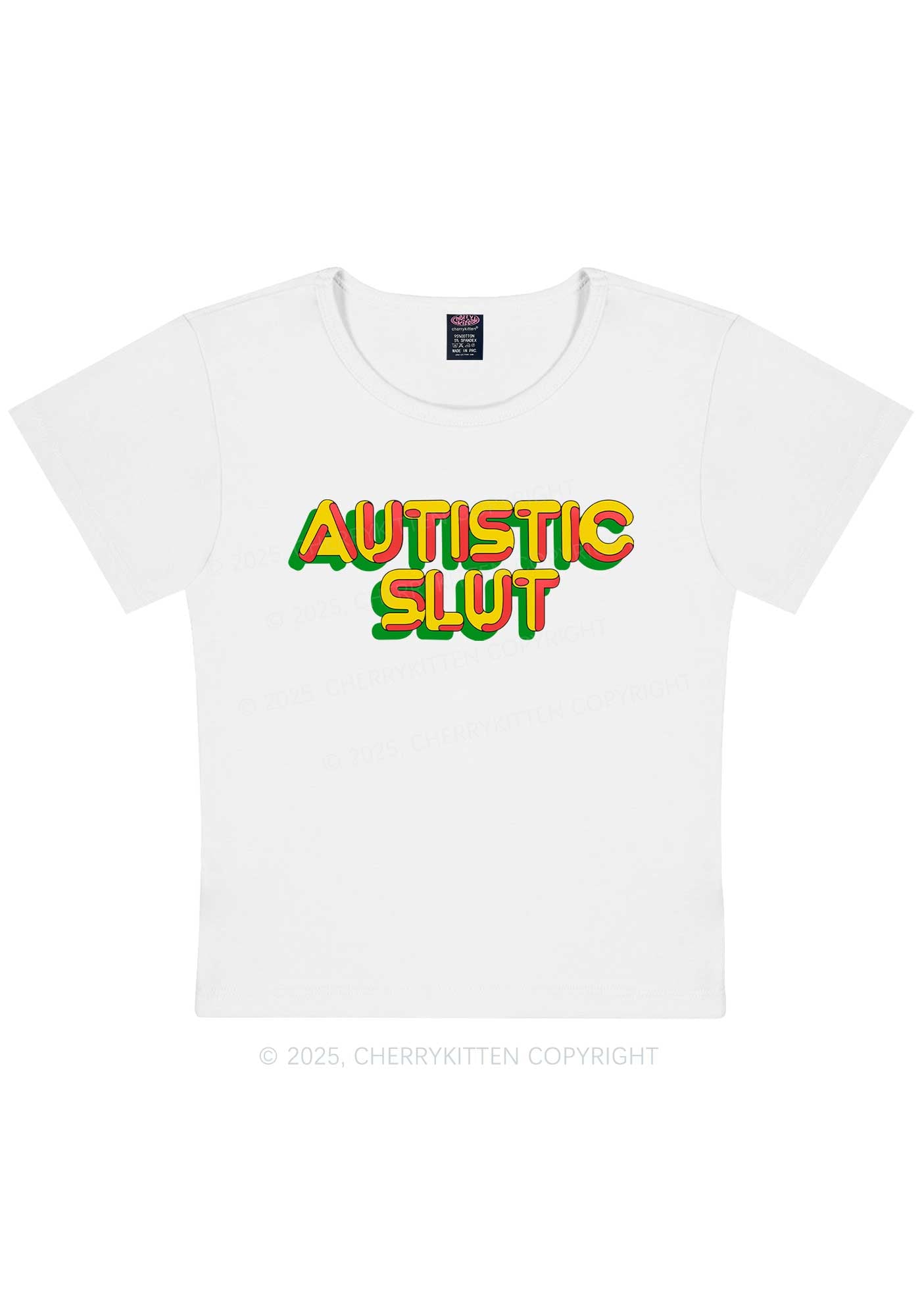 Autistic Slxt Y2K Baby Tee Cherrykitten