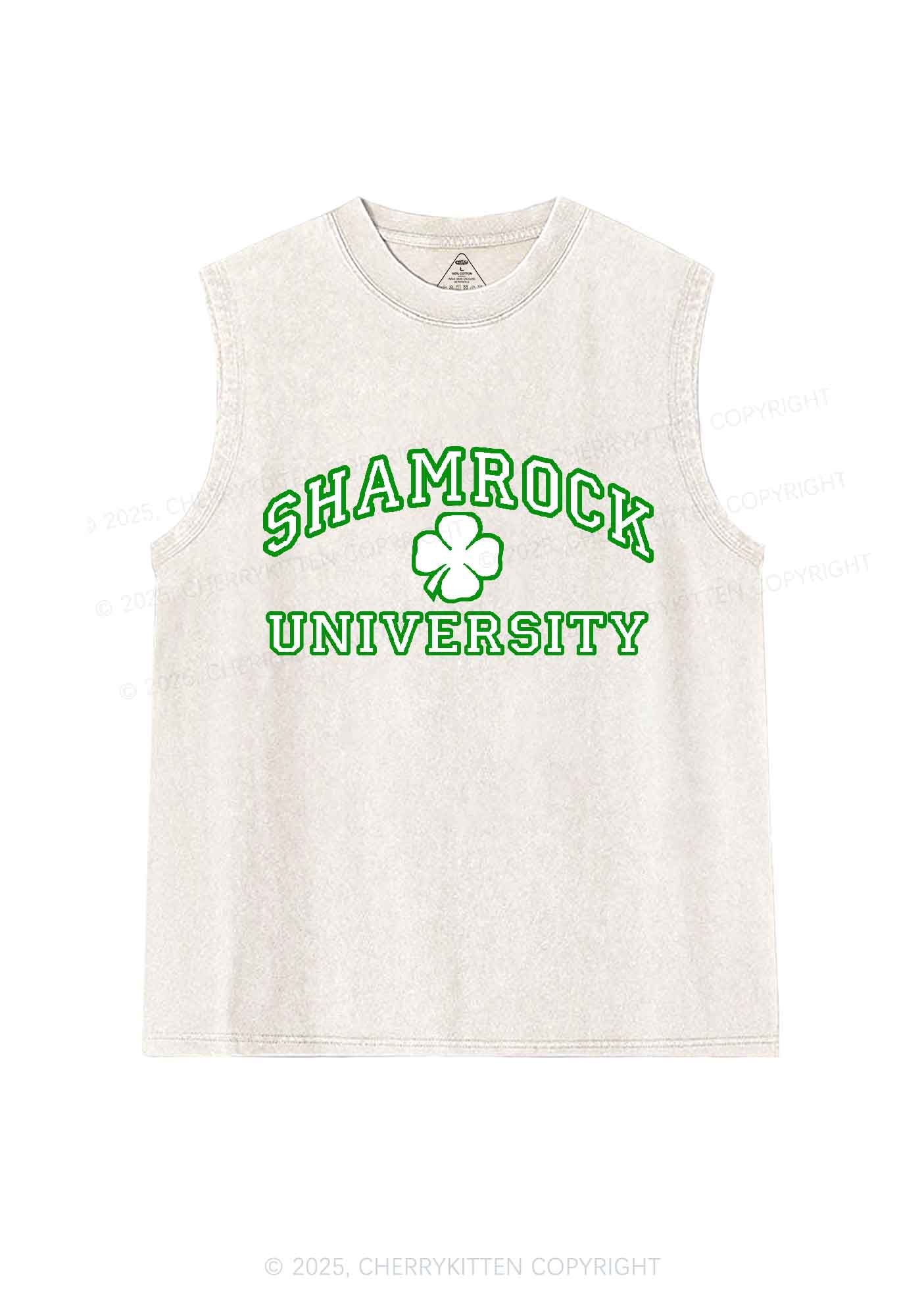 Shamrock University St Patricks Y2K Washed Tank Cherrykitten