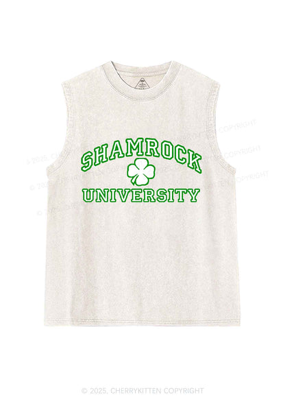 Shamrock University St Patricks Y2K Washed Tank Cherrykitten