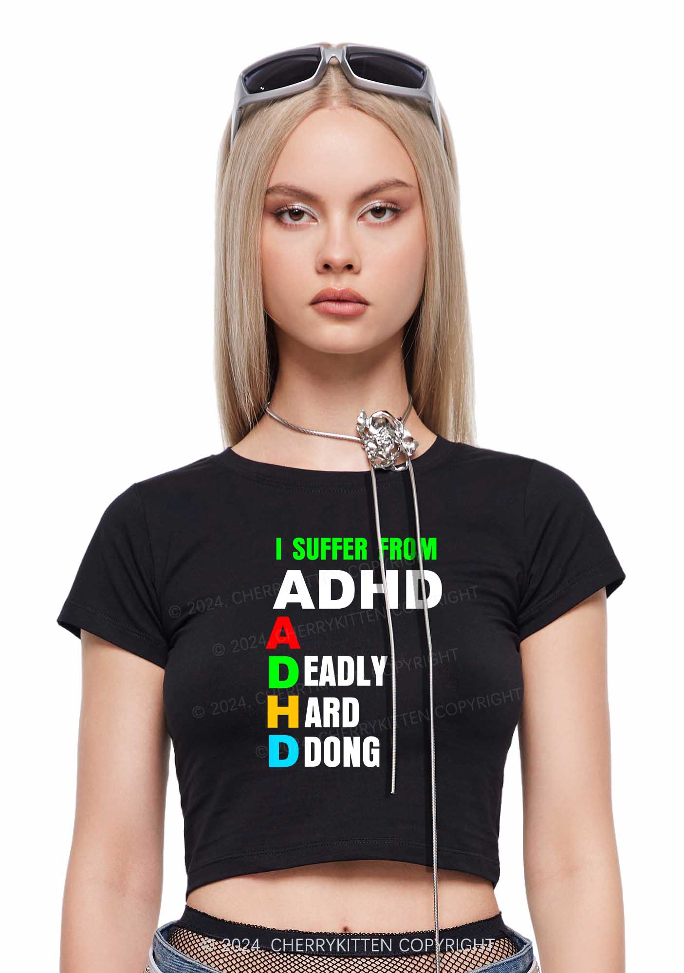 I Suffer From ADHD Y2K Baby Tee Cherrykitten