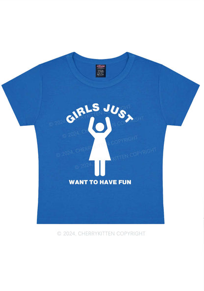 Girls Just Have Fun Y2K Baby Tee Cherrykitten