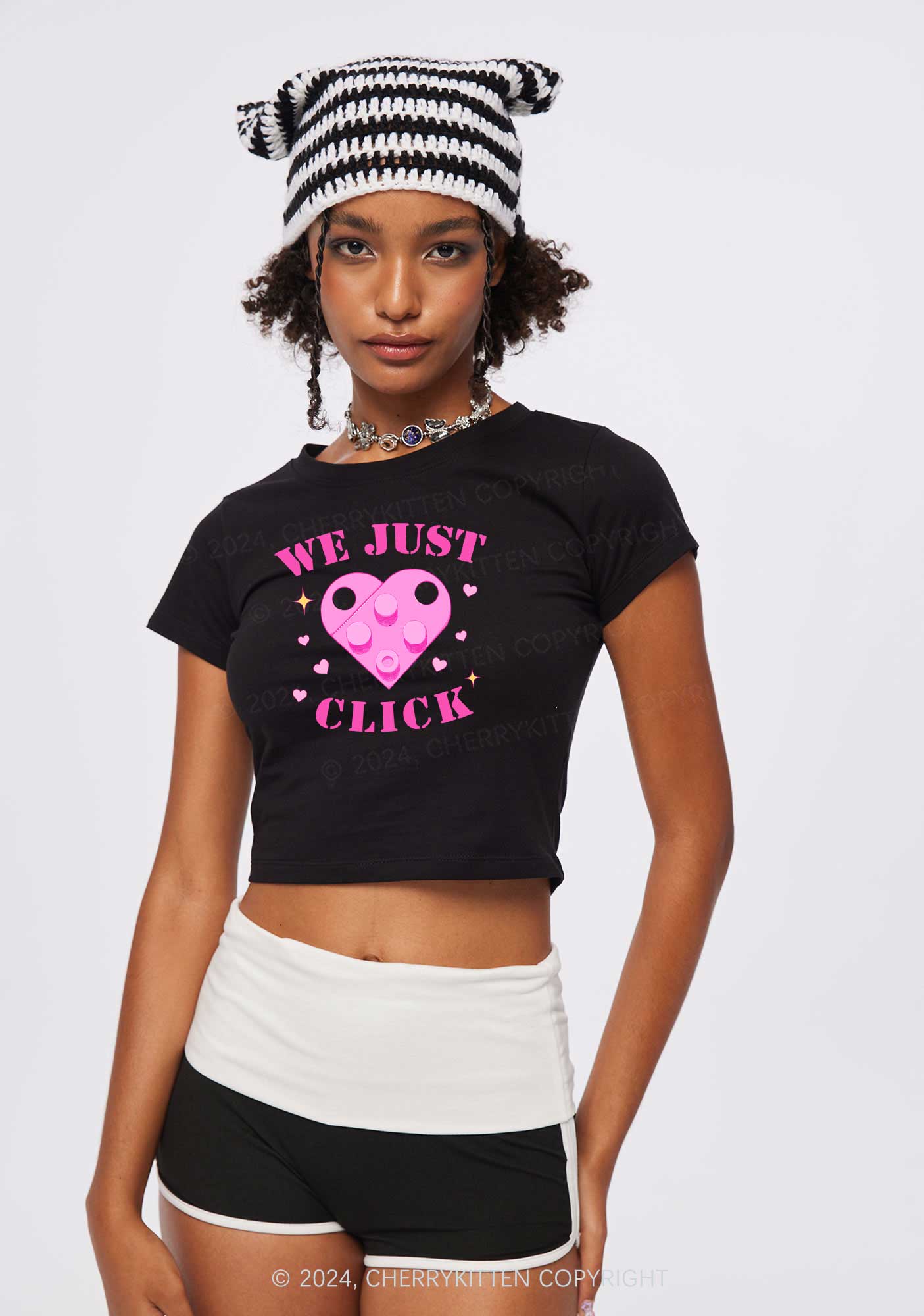 We Just Click Y2K Valentine's Day Baby Tee Cherrykitten