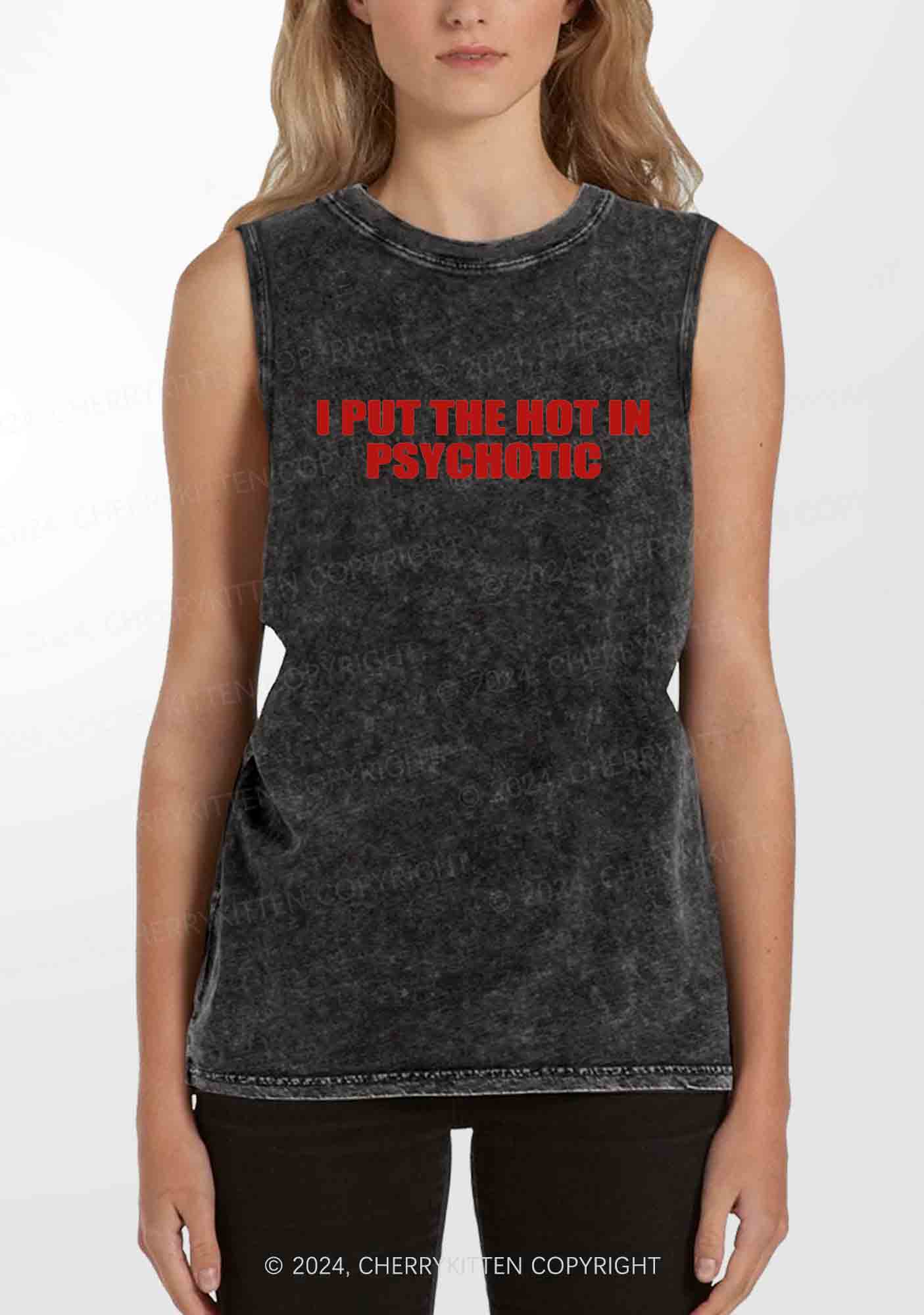 I Put The Hot In Psychotic Y2K Washed Tank Cherrykitten