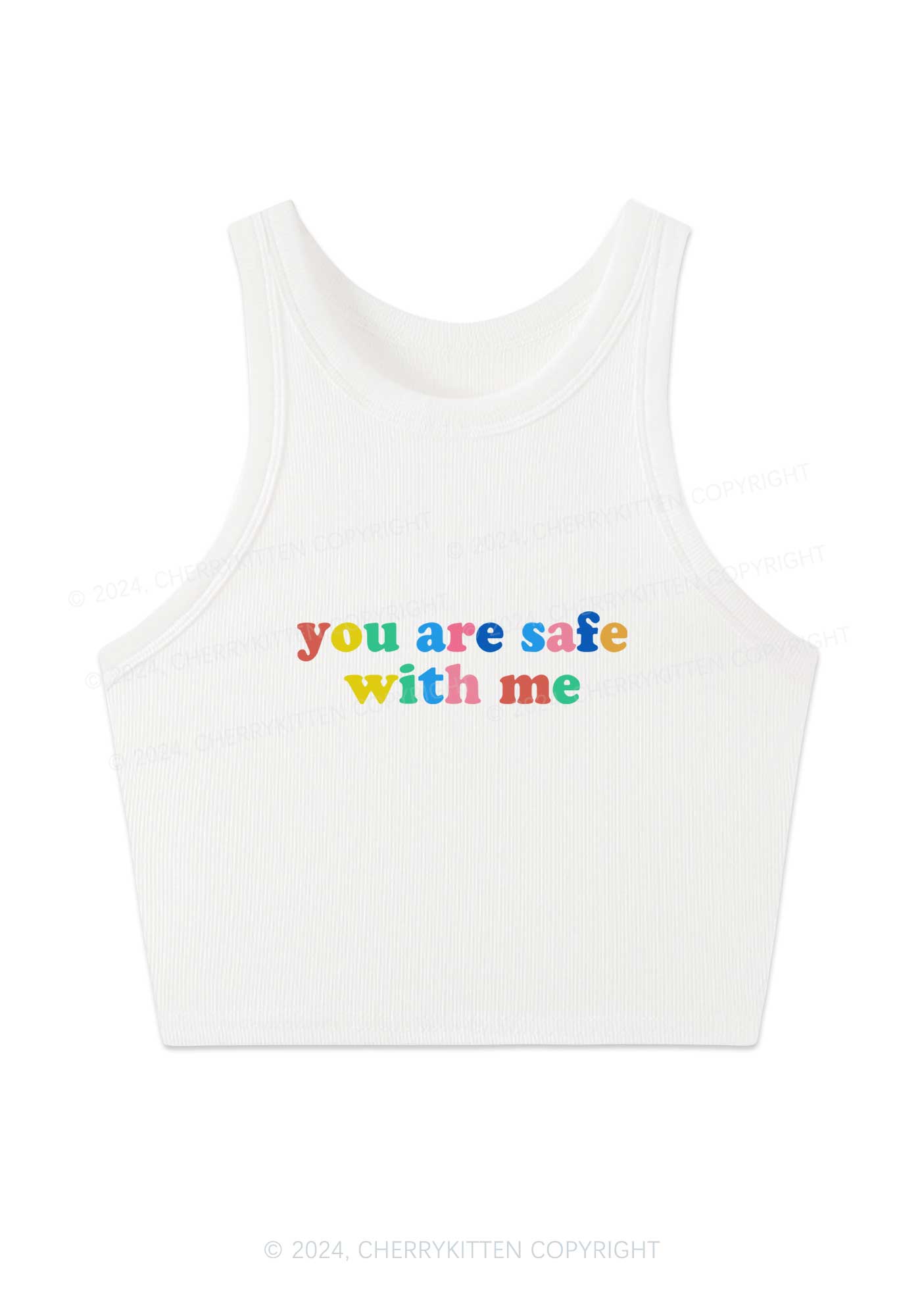 You Are Safe With Me Y2K Crop Tank Top Cherrykitten