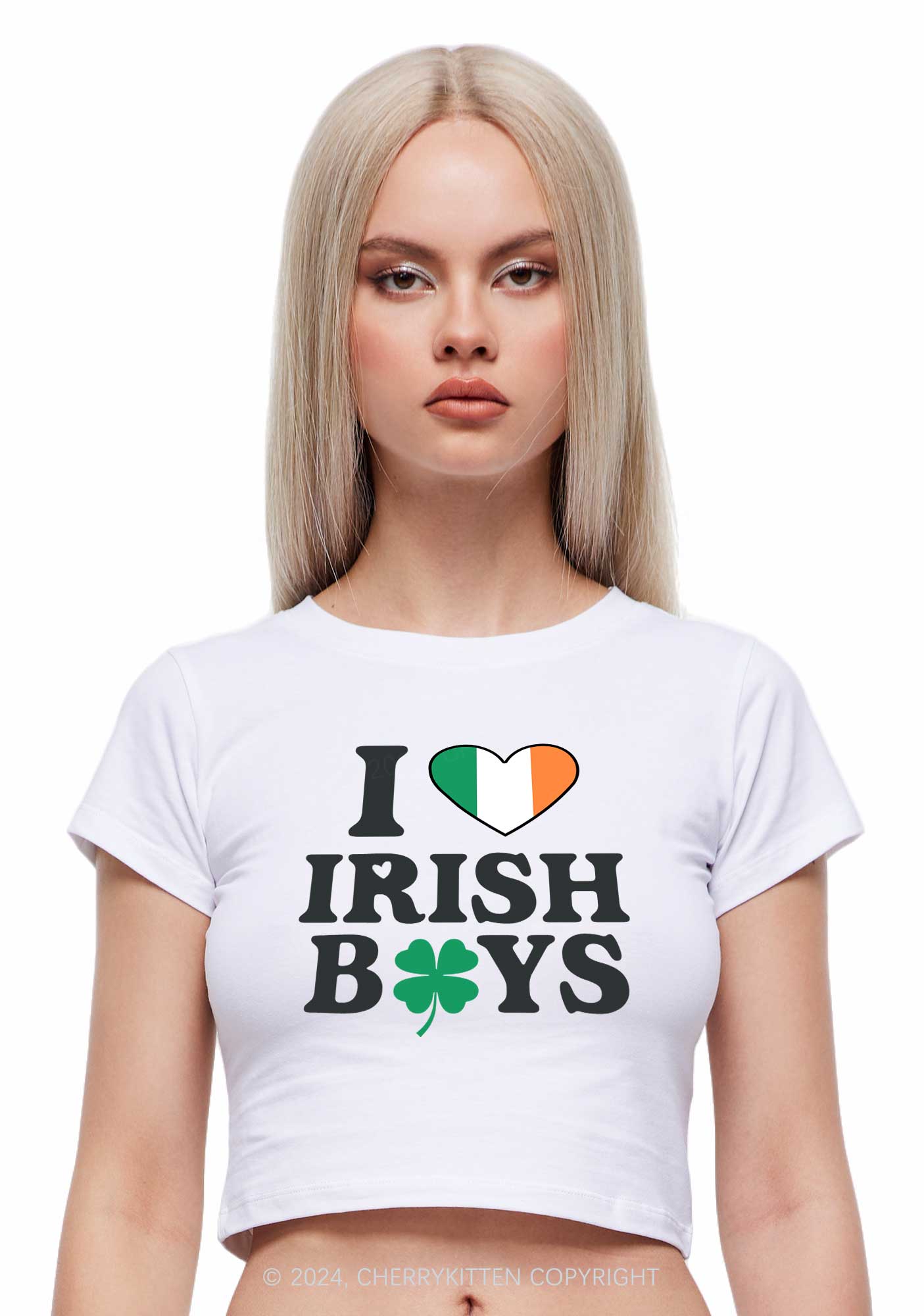 Irish Boy Shamrock St Patricks Y2K Baby Tee Cherrykitten