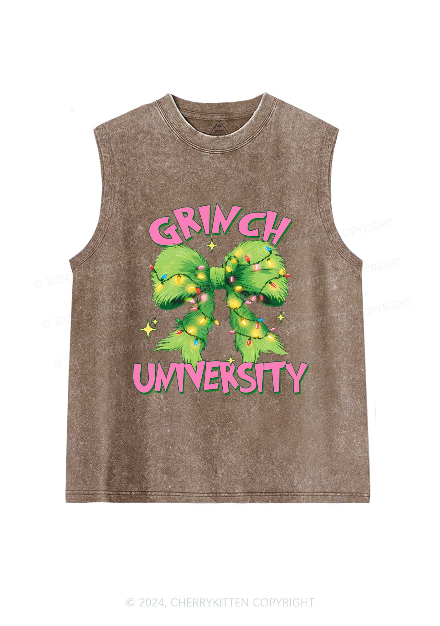 Christmas Green University Y2K Washed Tank Cherrykitten