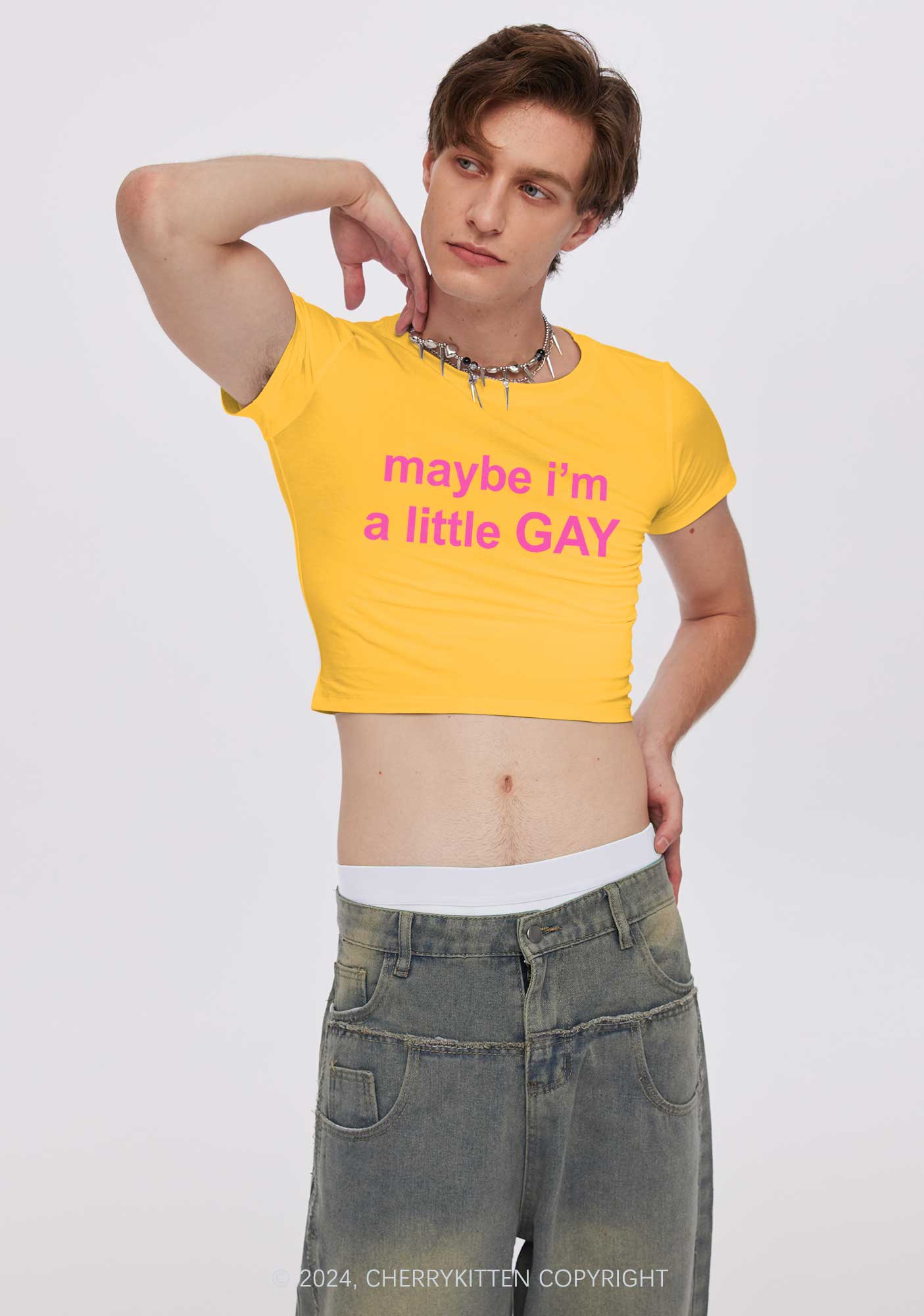 Maybe I'm A Gay Y2K Baby Tee Cherrykitten