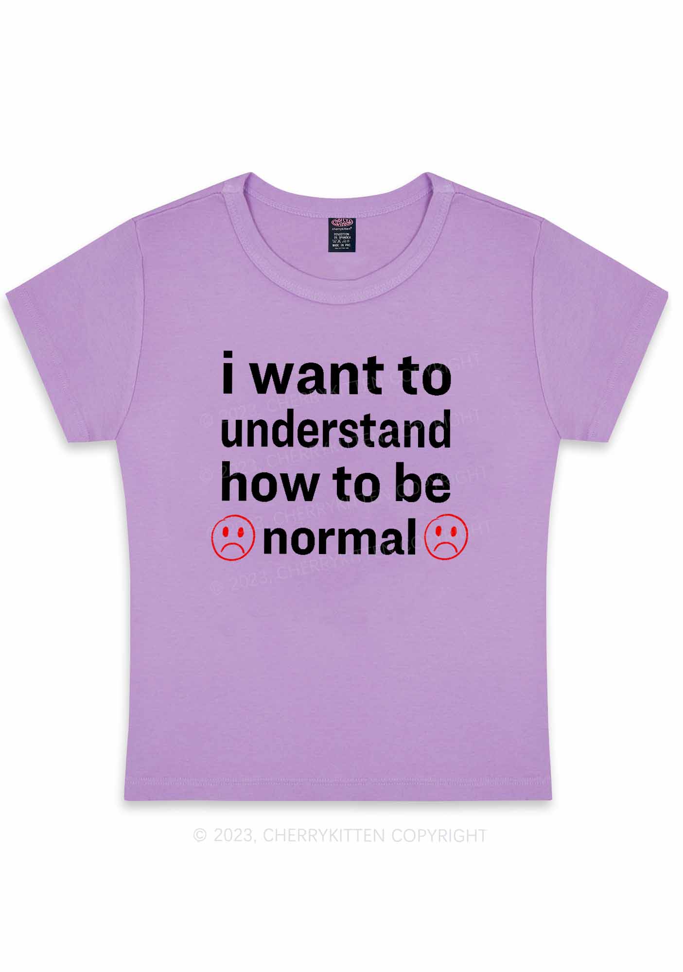 Curvy How To Be Normal Y2K Baby Tee Cherrykitten