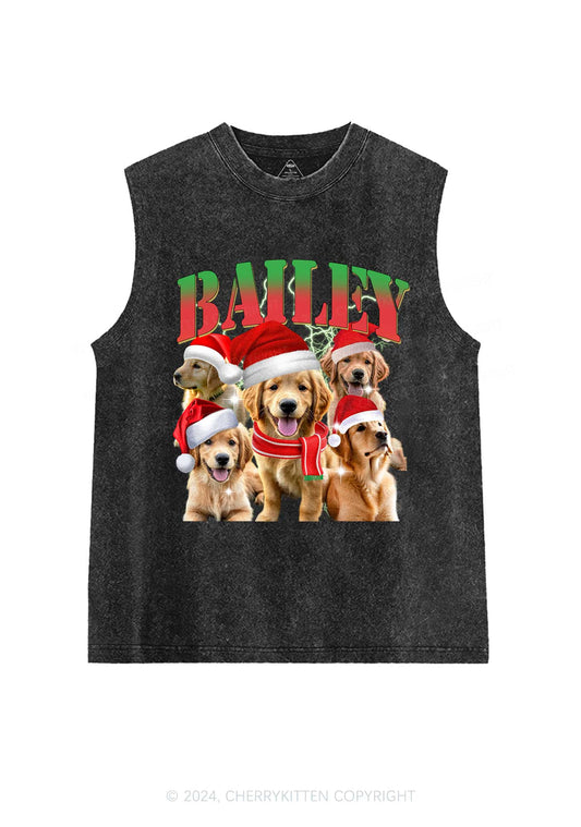 Christmas Custom Pet Photo Y2K Washed Tank Cherrykitten