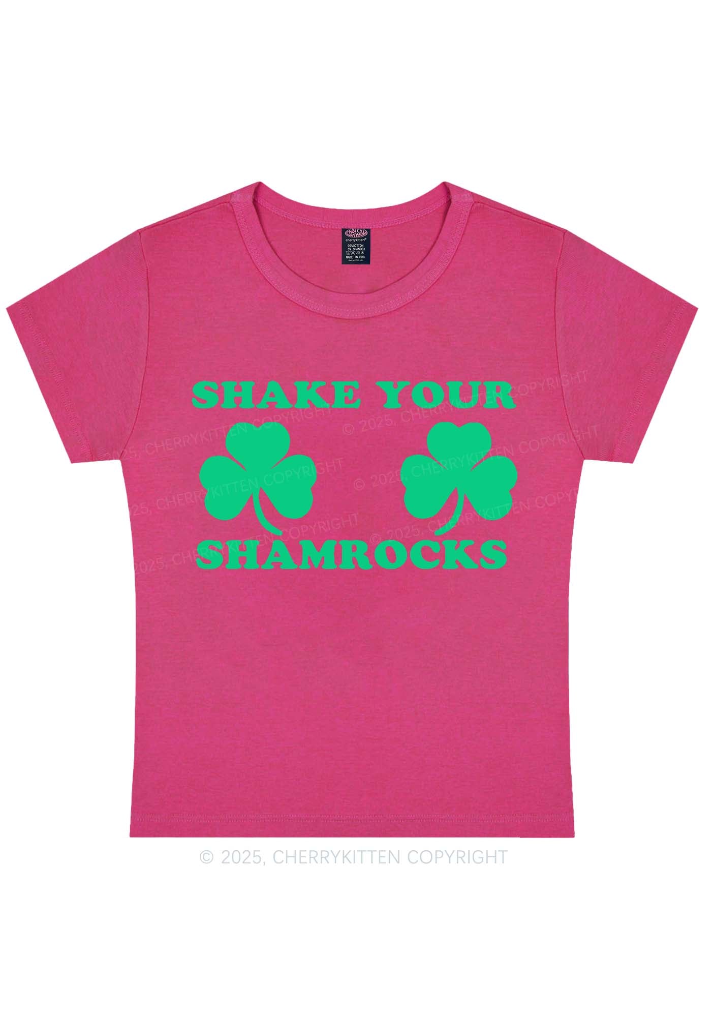 Shake Your Shamrocks St Patricks Y2K Baby Tee Cherrykitten