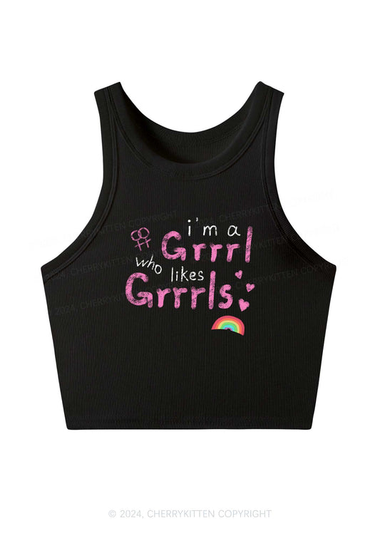 Grrrl Likes Grrrls Y2K Crop Tank Top Cherrykitten