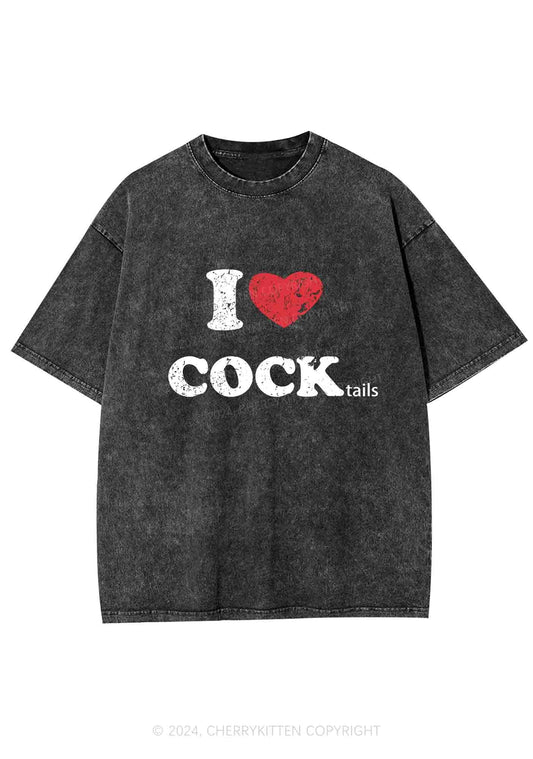 I Love Cocktails Y2K Washed Tee Cherrykitten