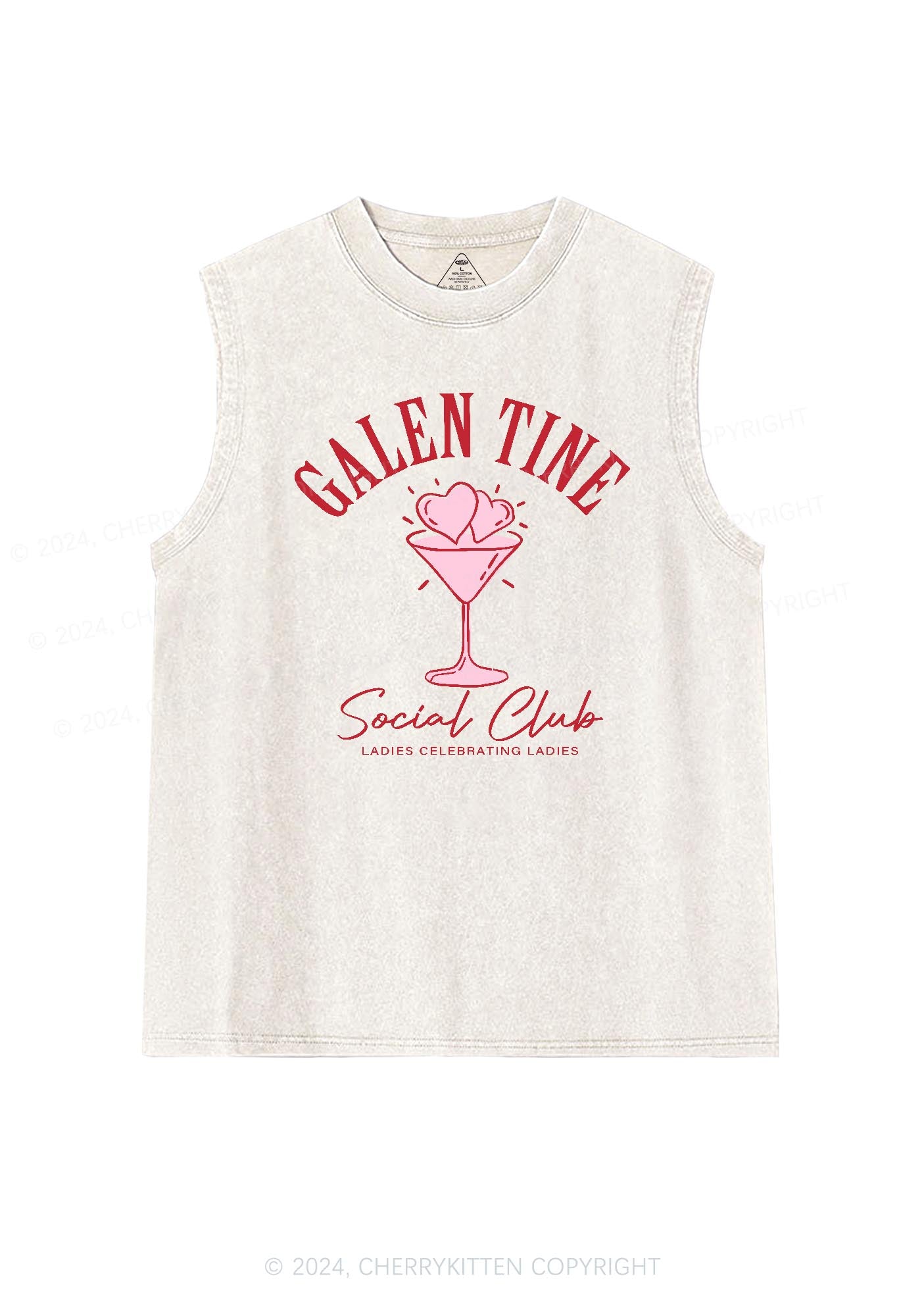 Galentine Social Club Y2K Valentine's Day Washed Tank Cherrykitten