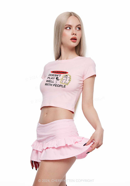 Play Warning Y2K Baby Tee Cherrykitten