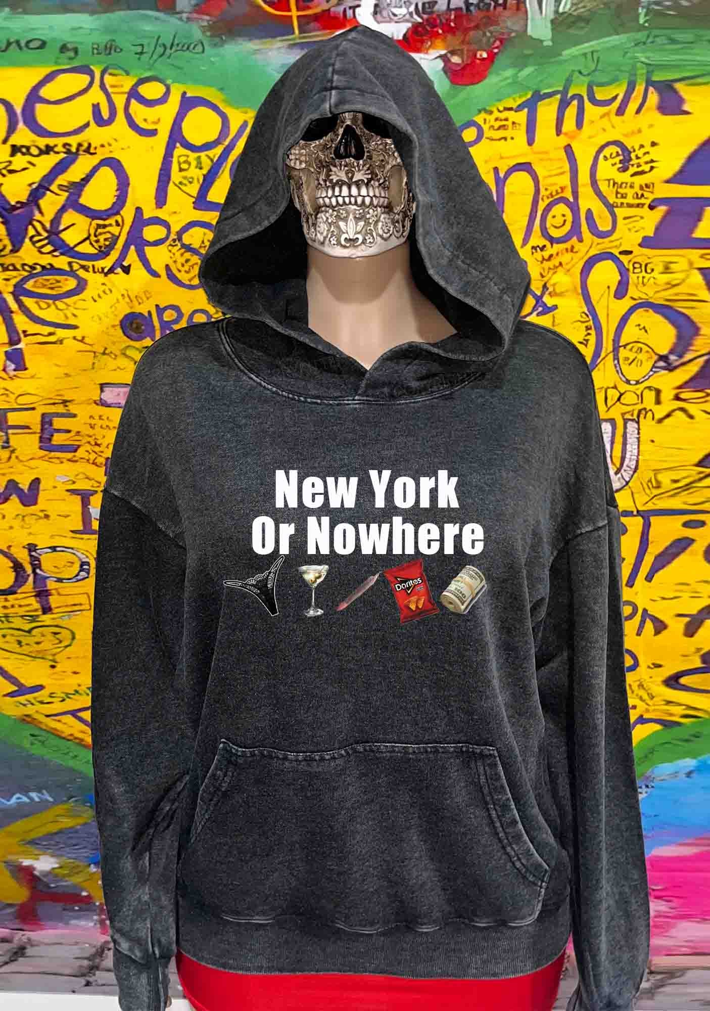 New York Or Nowhere Y2K Washed Hoodie Cherrykitten