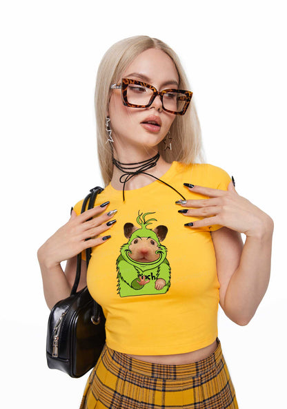 Christmas Green Ratz Y2K Baby Tee Cherrykitten