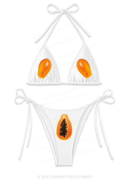 Papaya Y2K Halter Triangle Bikini Set Cherrykitten