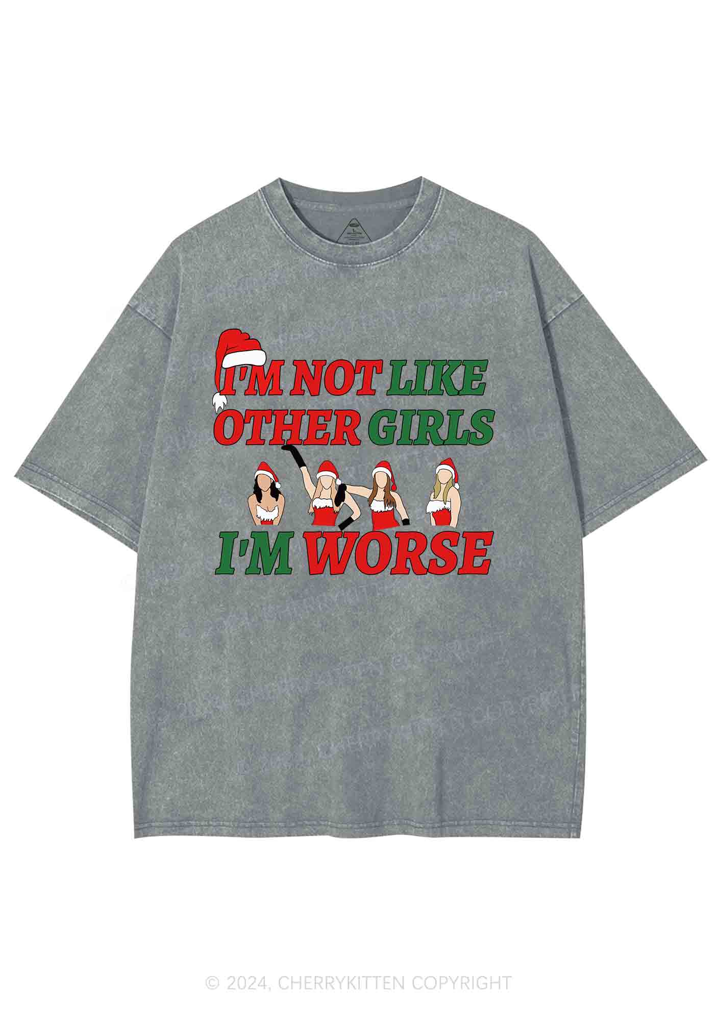 Christmas I'm Worse Y2K Washed Tee Cherrykitten