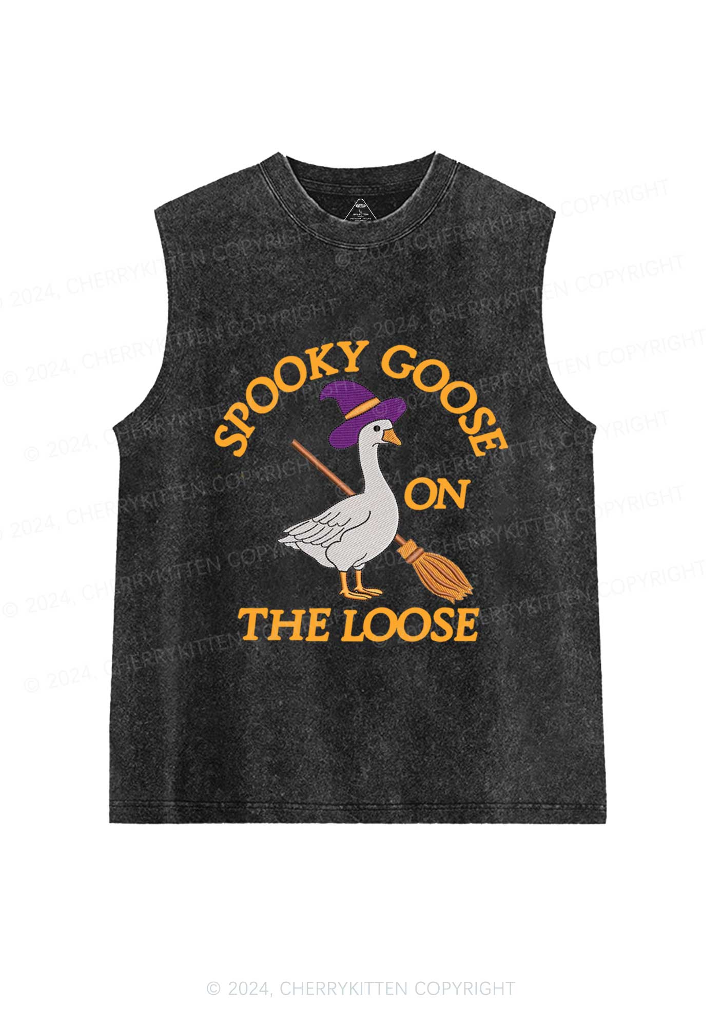 Halloween Spooky Goose Y2K Washed Tank Cherrykitten