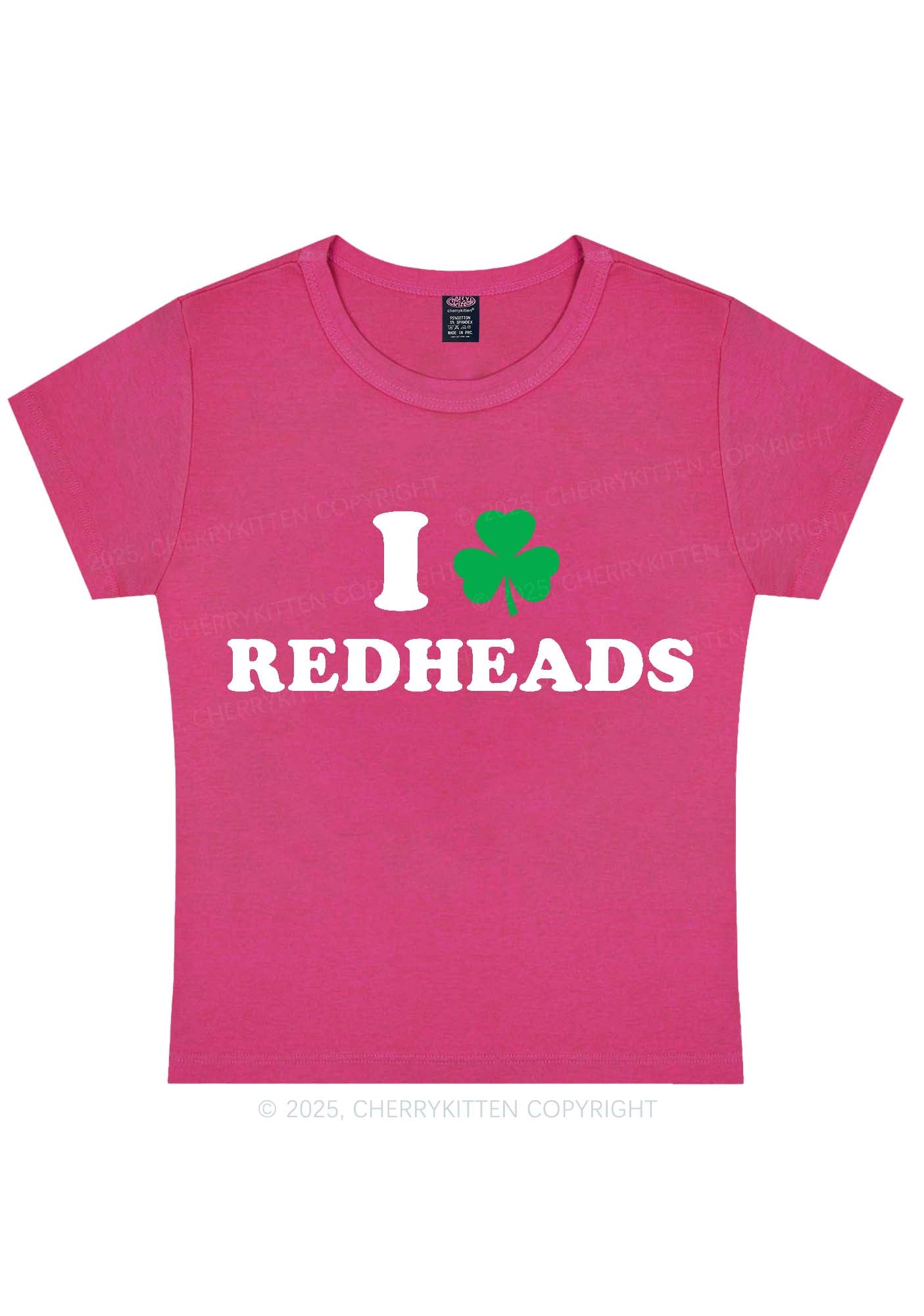 I Love Redheads St Patricks Y2K Baby Tee Cherrykitten