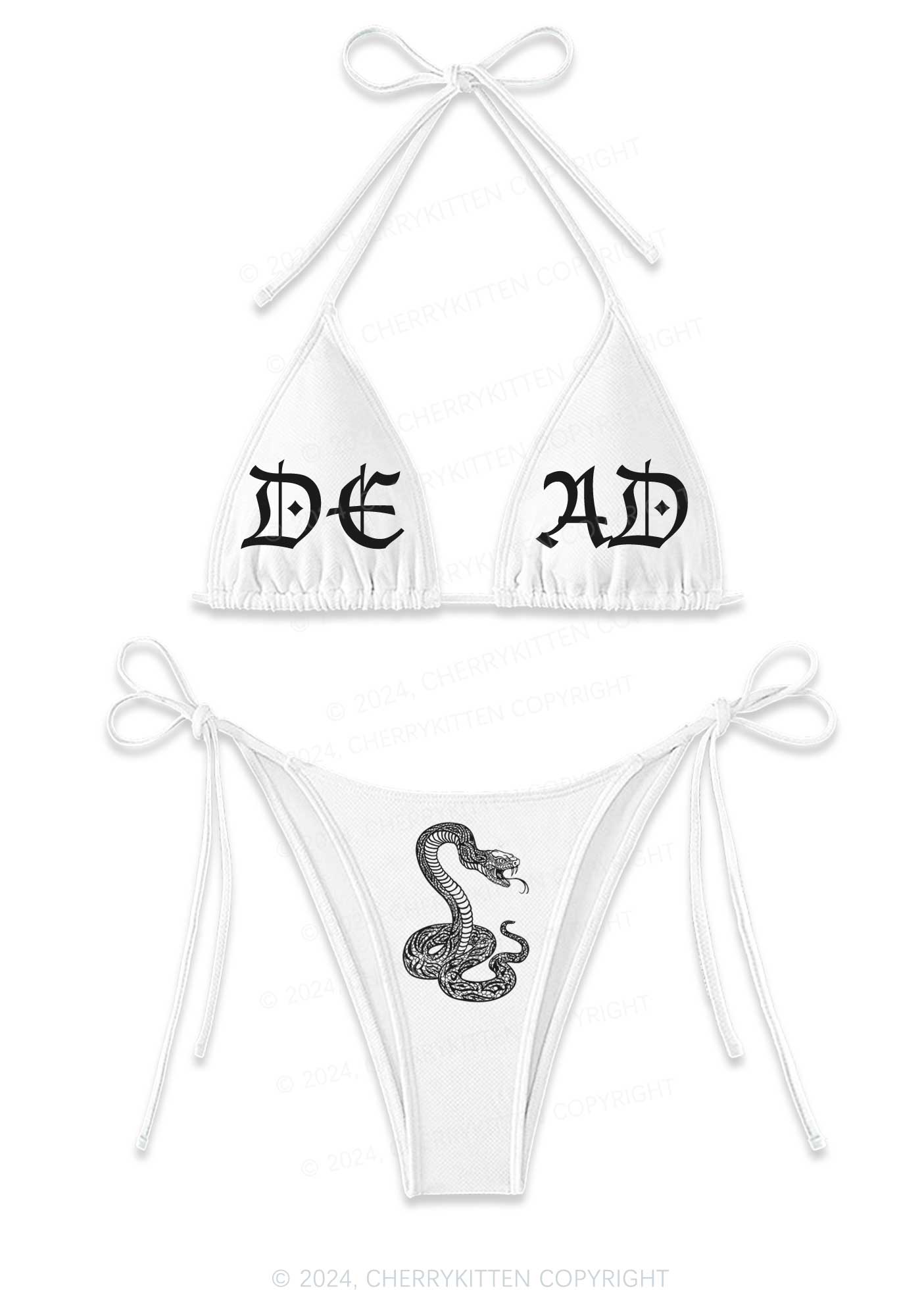 Dead Snake Y2K Halter Triangle Bikini Set Cherrykitten