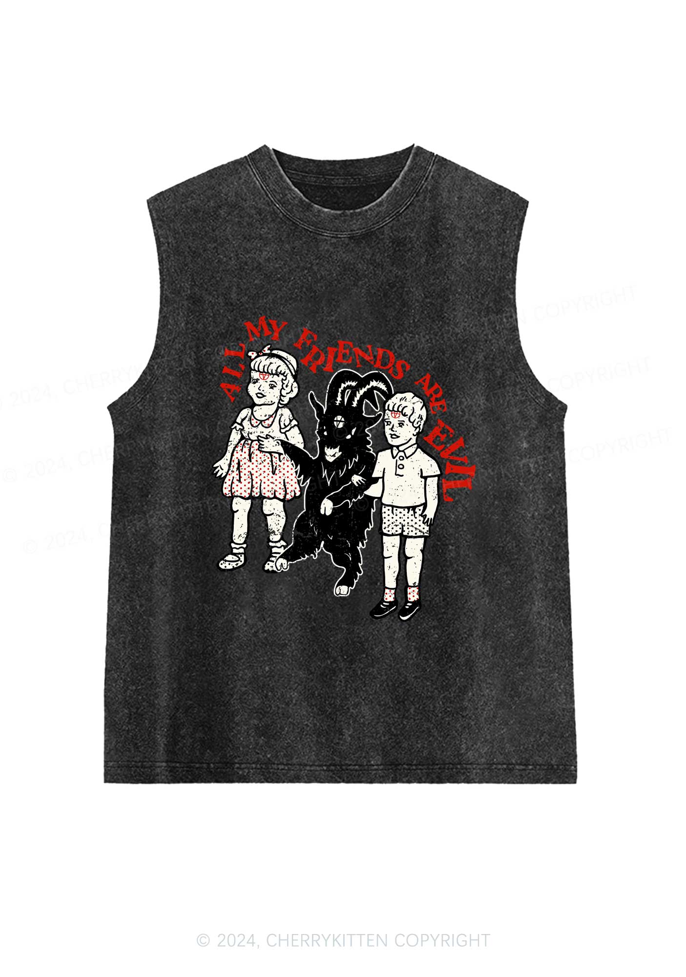 My Friends Are Evil Y2K Washed Tank Cherrykitten