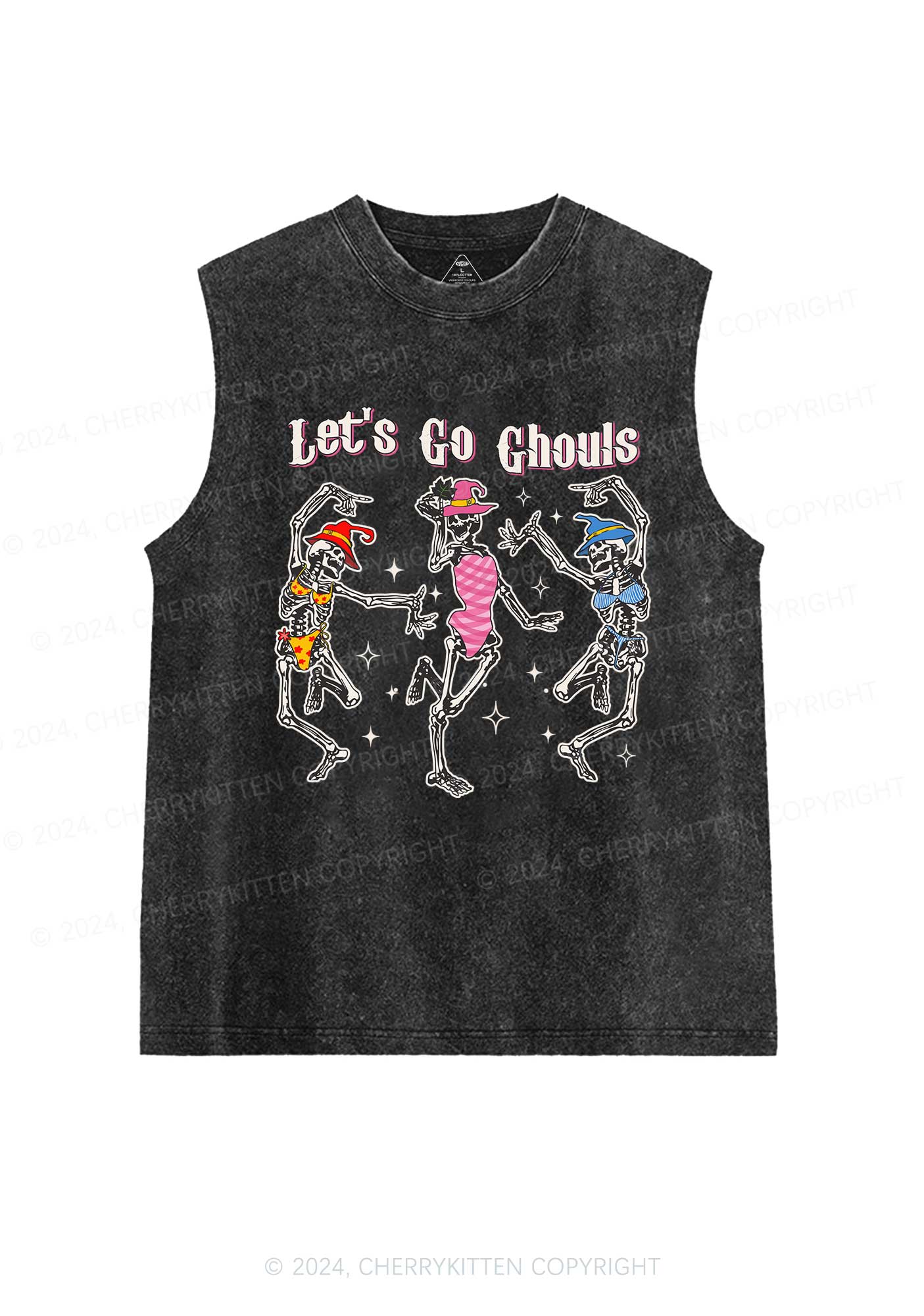 Halloween Let's Go Ghouls Y2K Washed Tank Cherrykitten