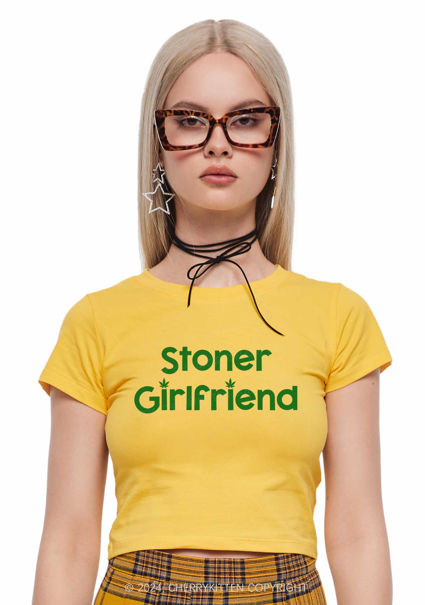 Stoner Girlfriend Y2K Baby Tee Cherrykitten