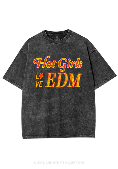 Hot Girls Love Edm Y2K Washed Tee Cherrykitten