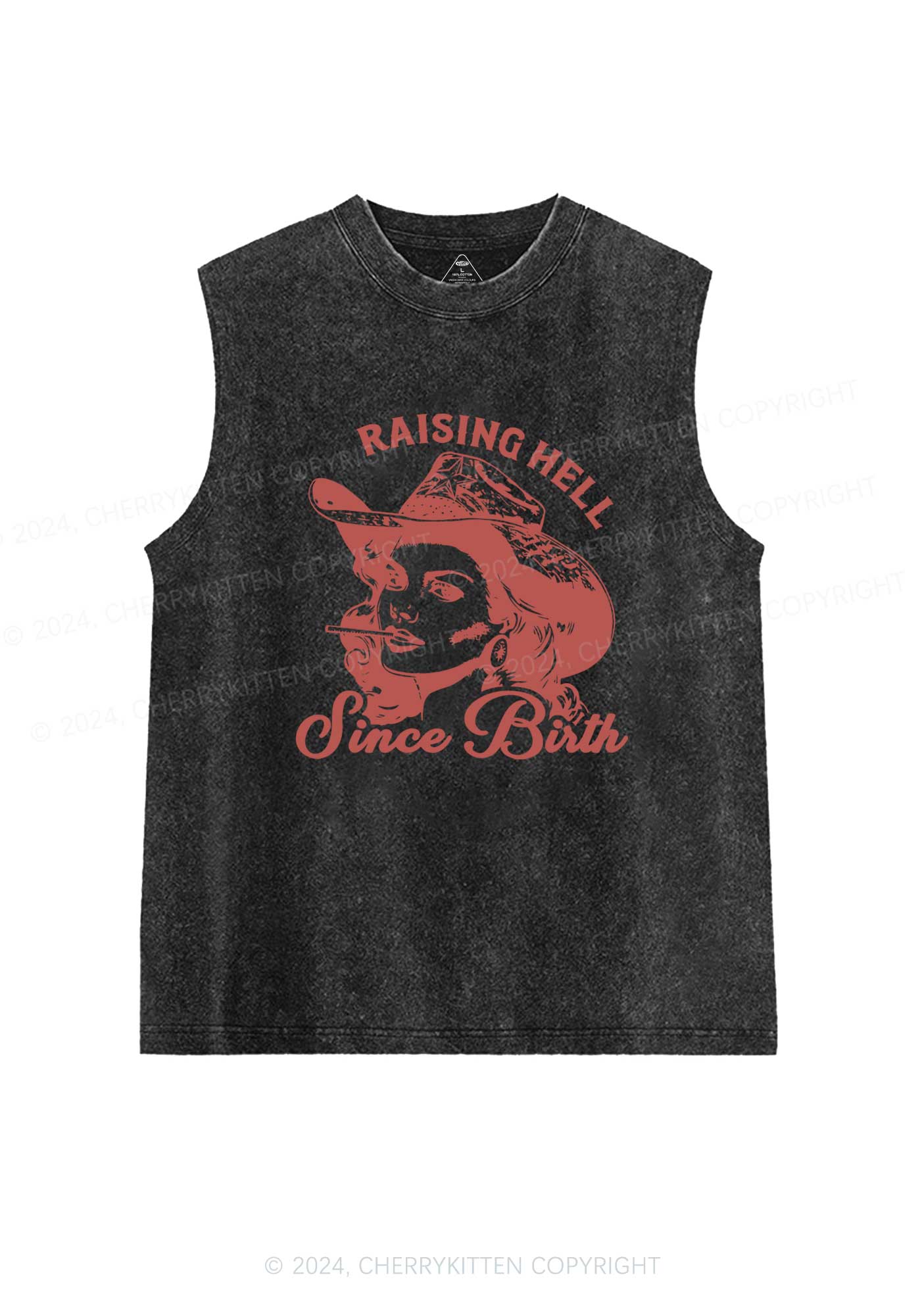 Raising Hell Since Birth Y2K Washed Tank Cherrykitten