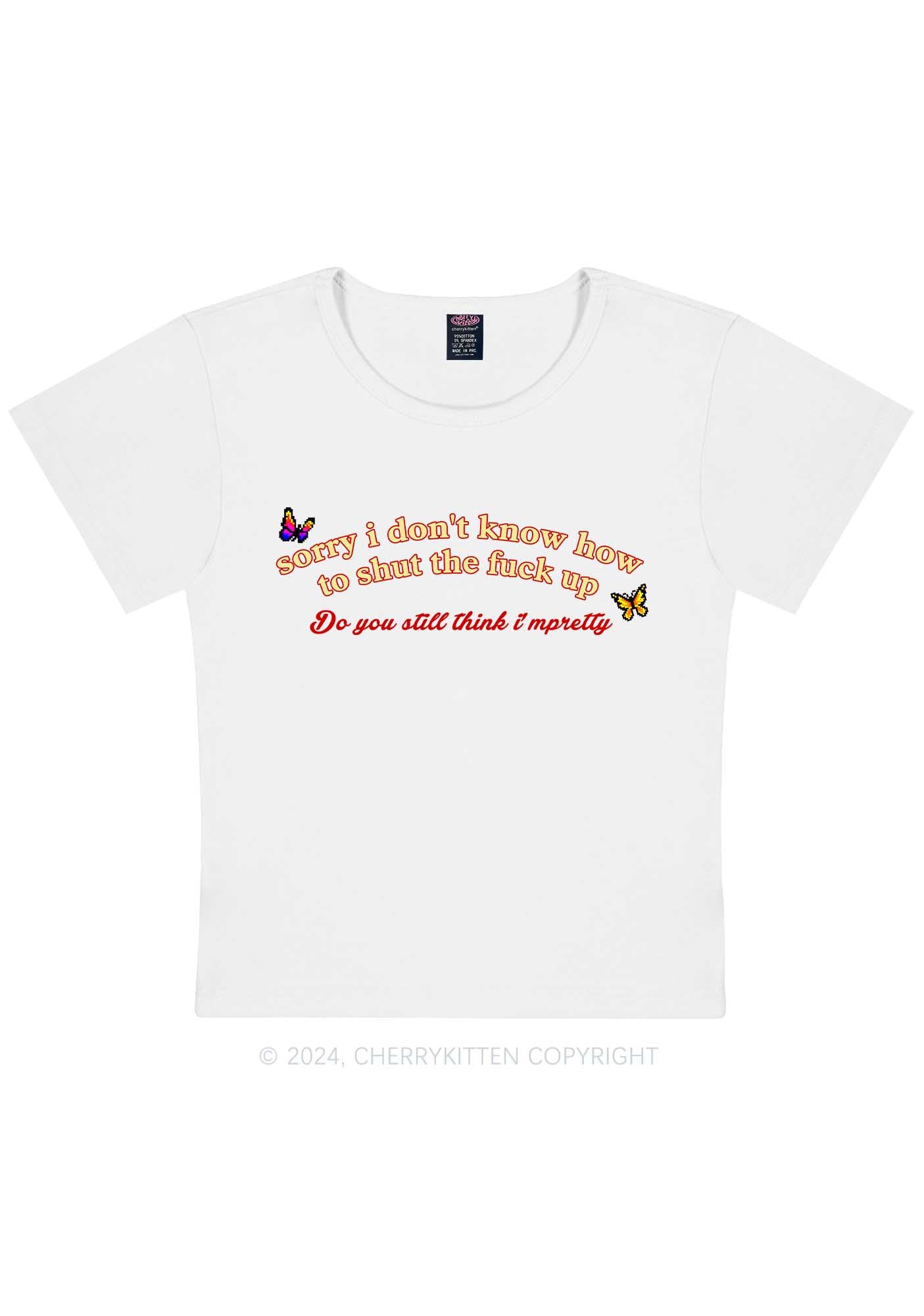 Curvy How To Shut Up Y2K Baby Tee Cherrykitten