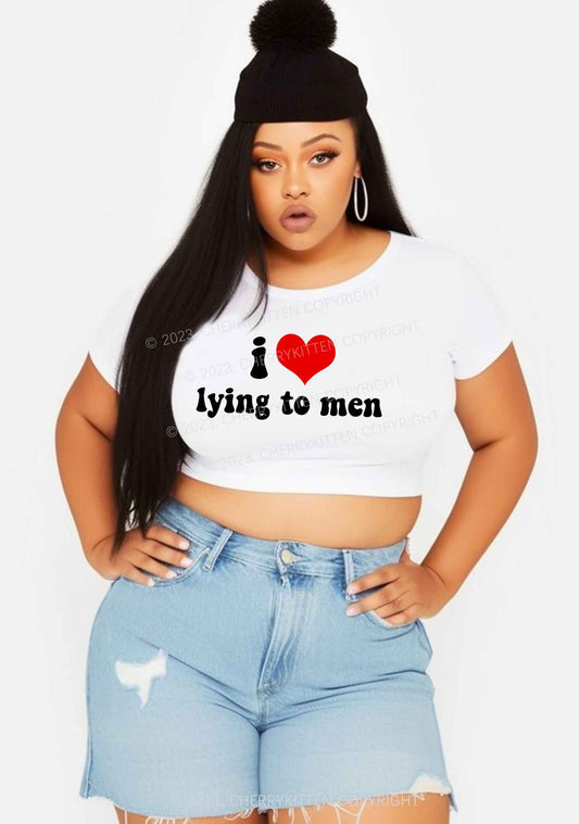 Curvy I Love Lying To Men Y2K Baby Tee Cherrykitten